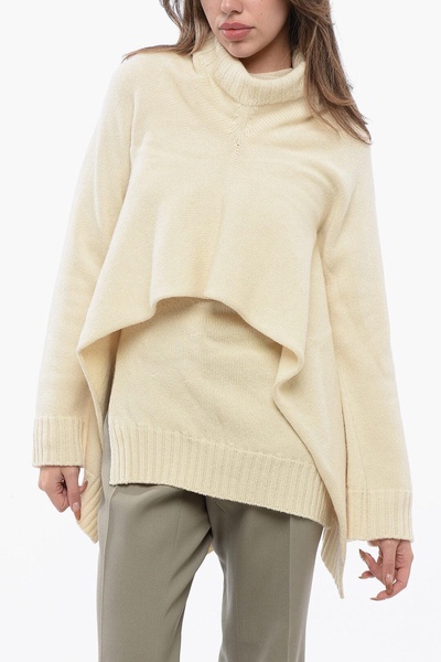 wool sleeveless sweater with removable wrap