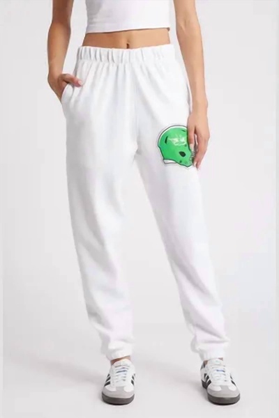 don't fumble mac slim sweatpants in white