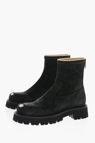 mm6 nabuk booties with lived-in toe