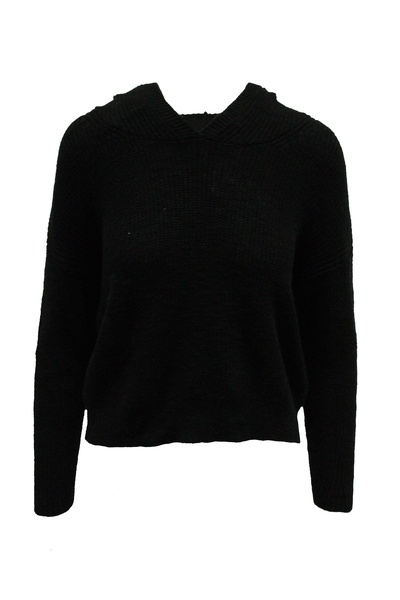 hooded sweater in black cotton