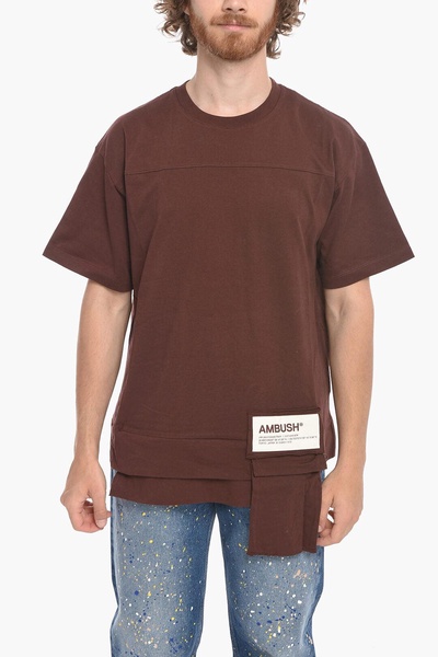 crew neck waist pocket cotton t-shirt