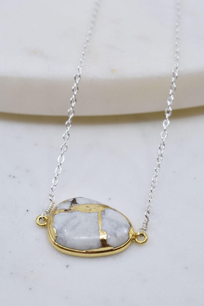mrs. parker necklace in white mojave copper turquoise