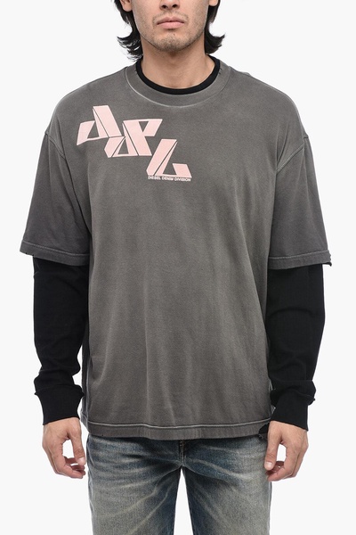 double layer t-wasy t-shirt with distressed effect