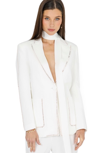 nina blazer with belt (white)