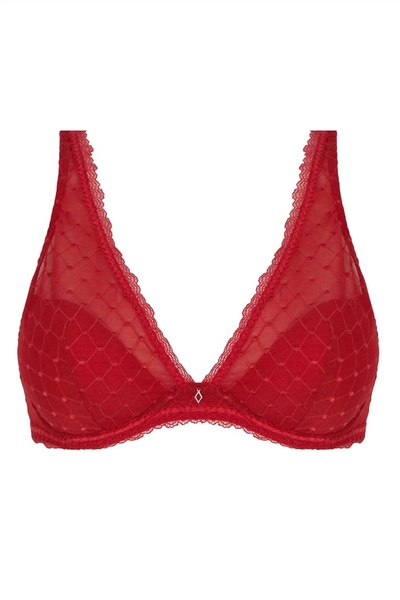 women's padded demi cup bra in rouge cherry