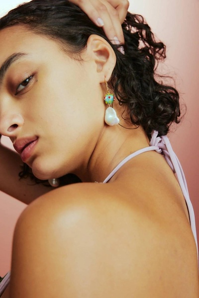 encanto beaded drop earring in white