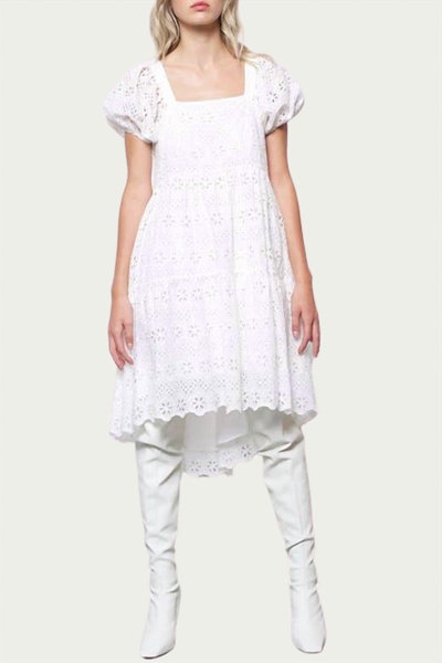 coco cutout broderie anglaise mini dress in white
