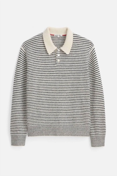 carl polo sweater in ivory/navy
