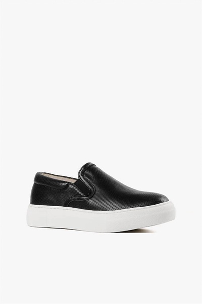 unisex pindot sneak loafer in black