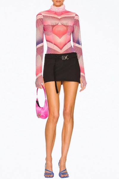 zadie power mesh turtleneck top in modern geo