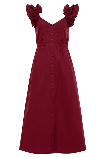 eleanor midi dress in rhubarb
