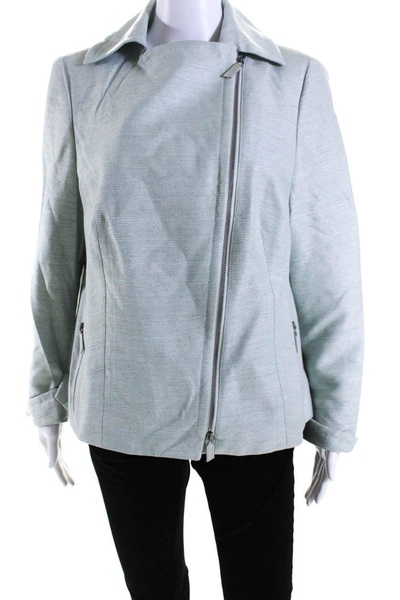 womens green silk textured full zip long sleeve jacket