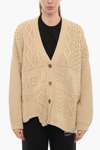 v-neck cable knit cardigan