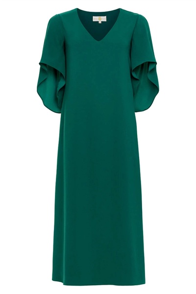 women's merediths midi dress in peacock drak green
