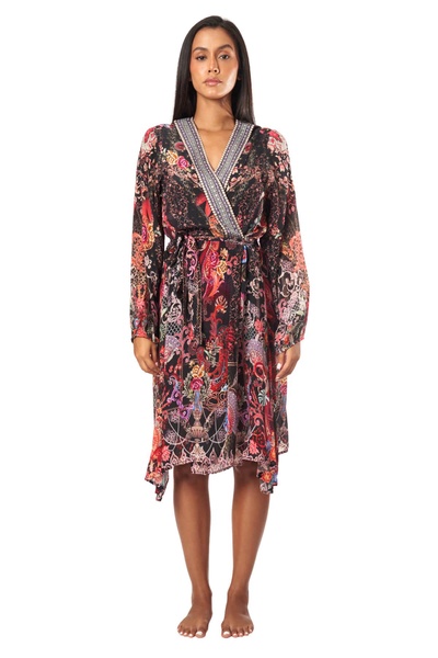 estella wrap 2 way sleeve short dress
