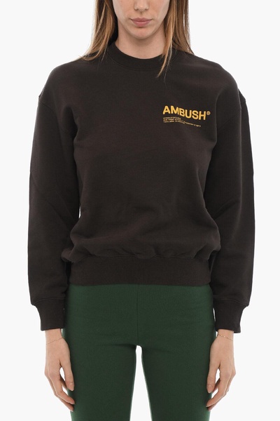 brushed cotton crew-neck sweatshirt with printed logo