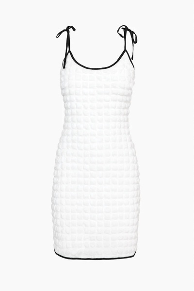 unis popcorn knit dress in white/black