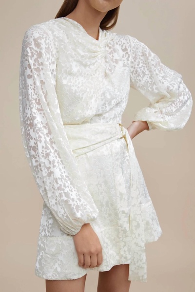cream burling dress in white