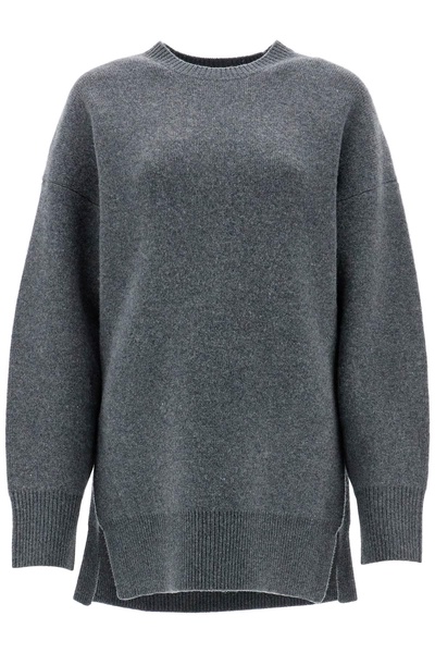 women's melange wool and cashmere sweater with wide neck