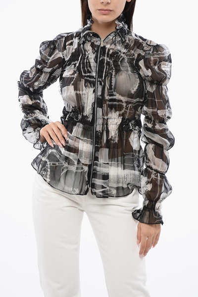 drawstriged waist x-ray chiffon shirt