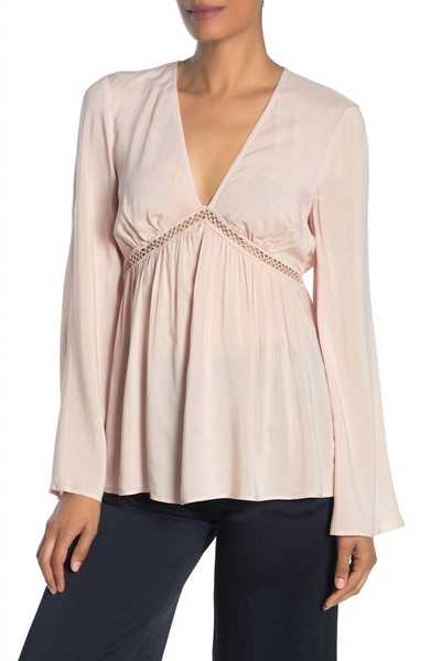 babydoll belted blouse in pink