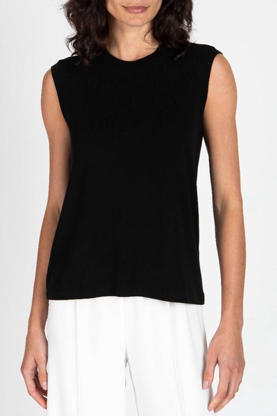 viscose blend jersey sleeveless muscle tee in black