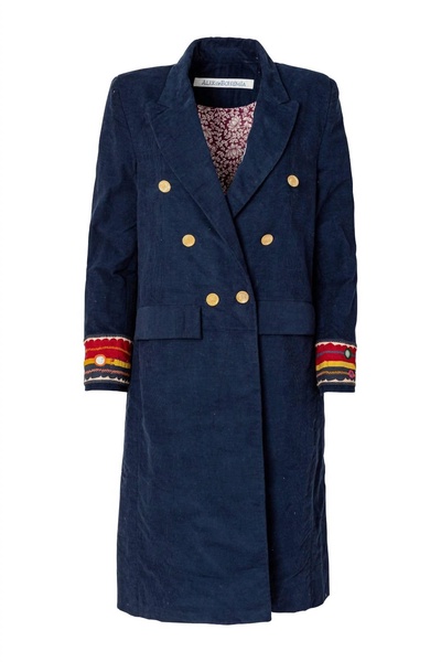 women's wade corduroy coat in navy indigo