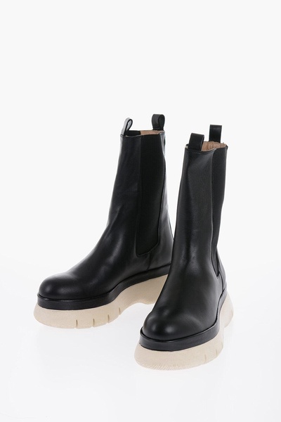 leather mecille chelsea booties with chulky sole