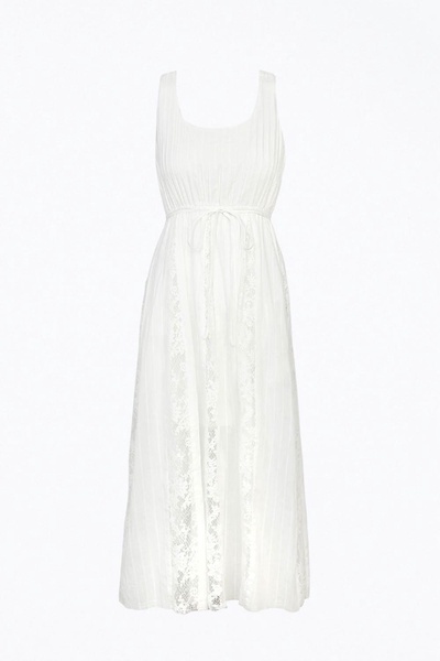 vivian lace cotton-voile midi dress in white