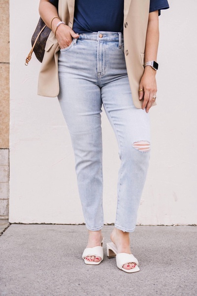 madi high rise modern slim jeans in infinite distressed