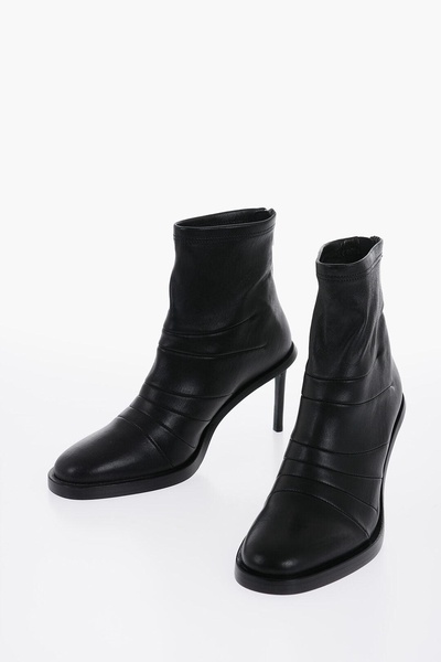 leather hedy sock boots with embroderies 8cm