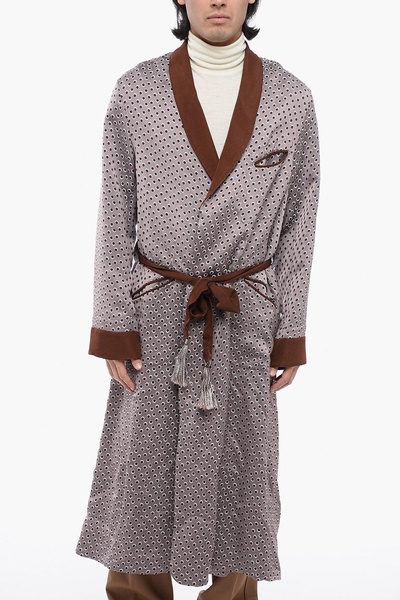 mm1 polka dot long cardigan with belt