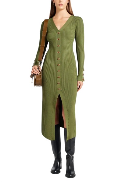 ondine knit midi dress in palm green