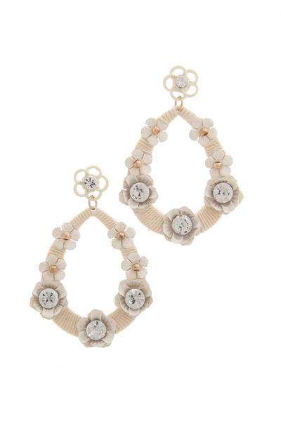 women's floral post drop earring