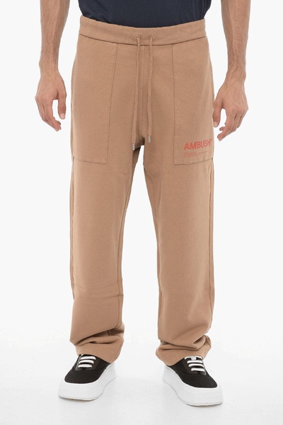 fleeced cotton workshop joggers with drawstring waist