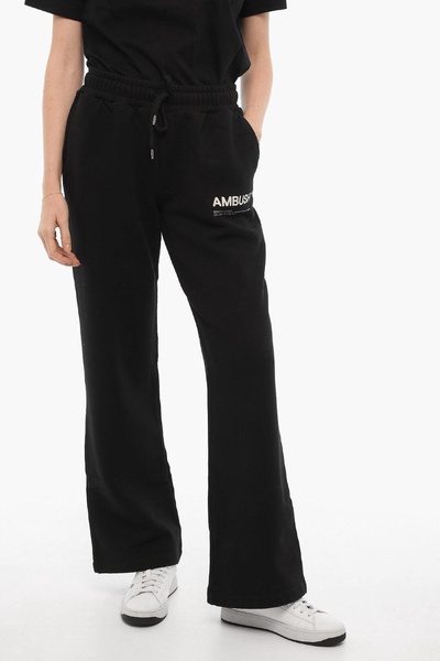 solid color sweat pants with printed logo