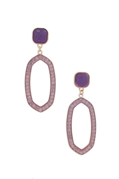 women's beaded oval post drop earring