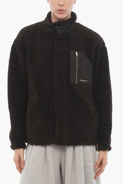 two-tone fleece jacket with breast pocket