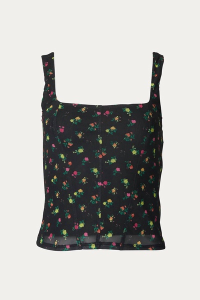 cort mesh corset tank in winter neon ditsy
