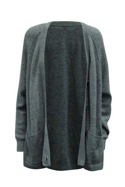 kianne ribbed cardigan in grey alpaca