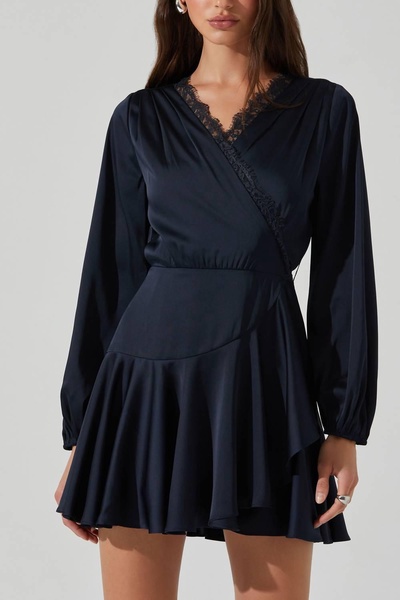 aluma satin mini dress in navy