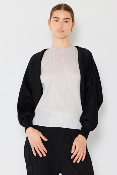 rib pleated puff sleeve bolero cardigan