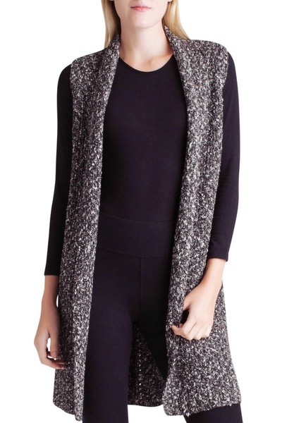 cotton tweed sweater vest in black