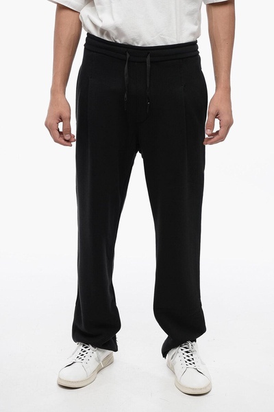 regular fit single-pleat sweat pants