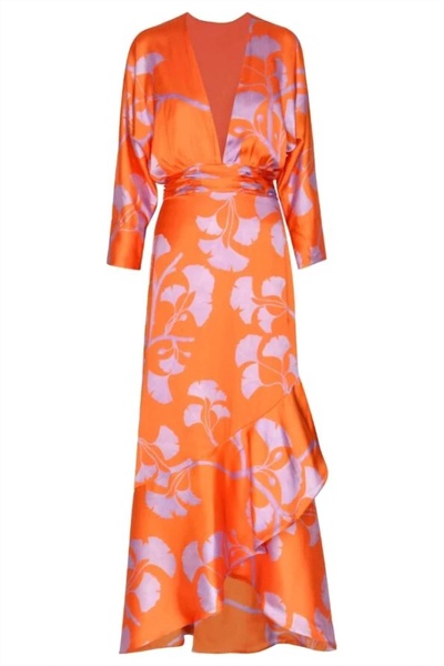 heliconia maxi dress in orange ginko print