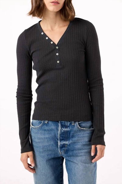 dearest henley top in vintage black