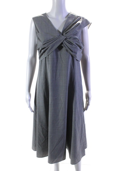 womens twisted front v-neck sleeveless a-line francis dress gray
