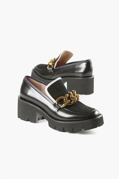 chunk links lady lugg loafer in black