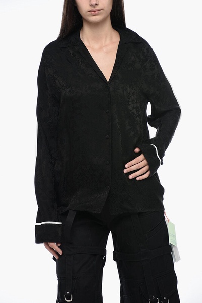 seasonal brocade shirt with contrasting trims