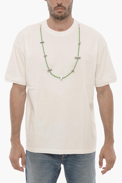cotton crew-neck t-shirt with removable necklace